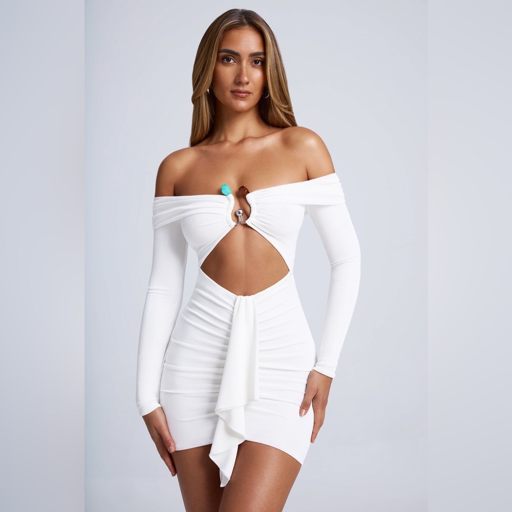 Oh Polly White Off-Shoulder Long Sleeve Dress